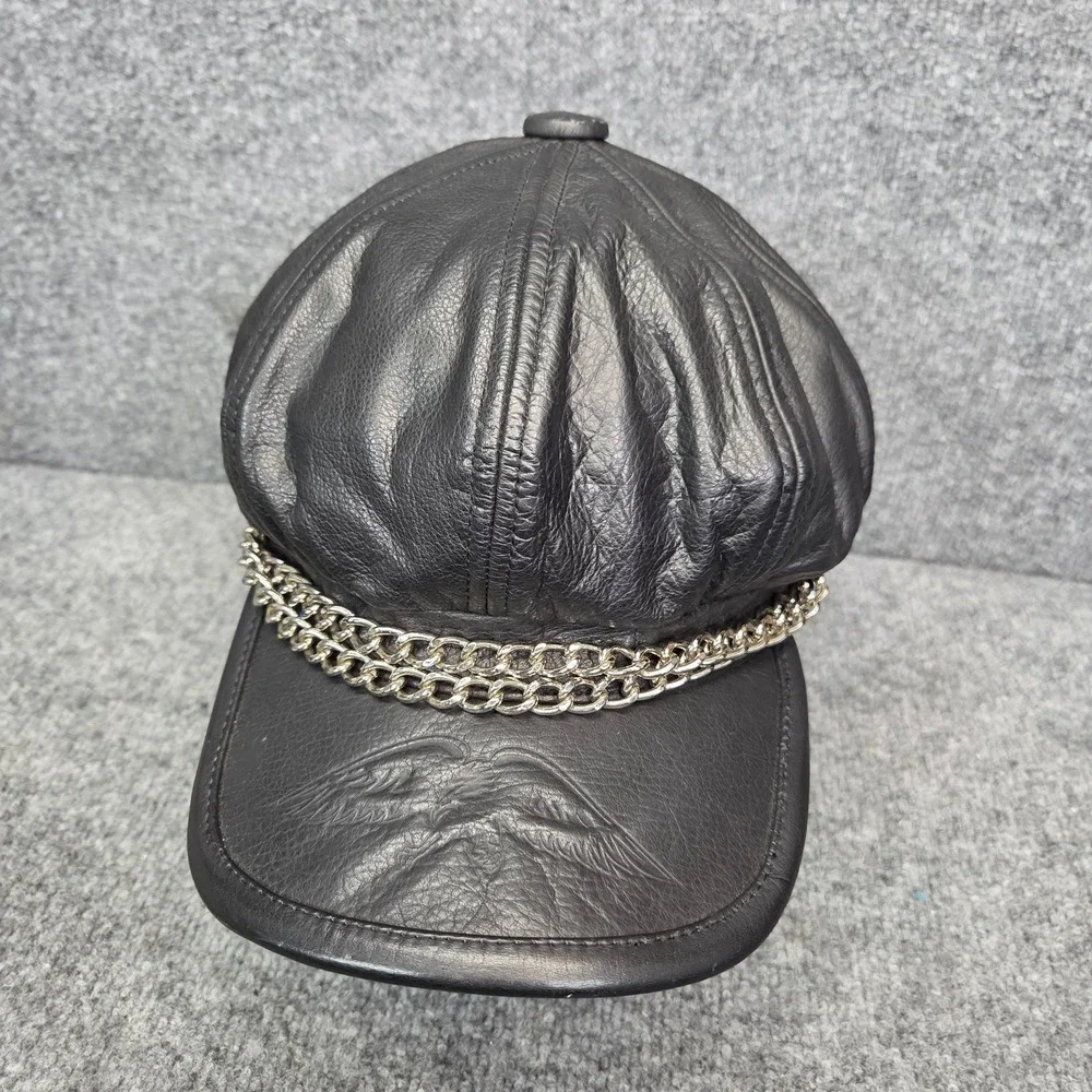 HOLY GRAIL! Harley Davidson Vintage Leather Motorcycle‎ Eagle Captains Hat Y2K M